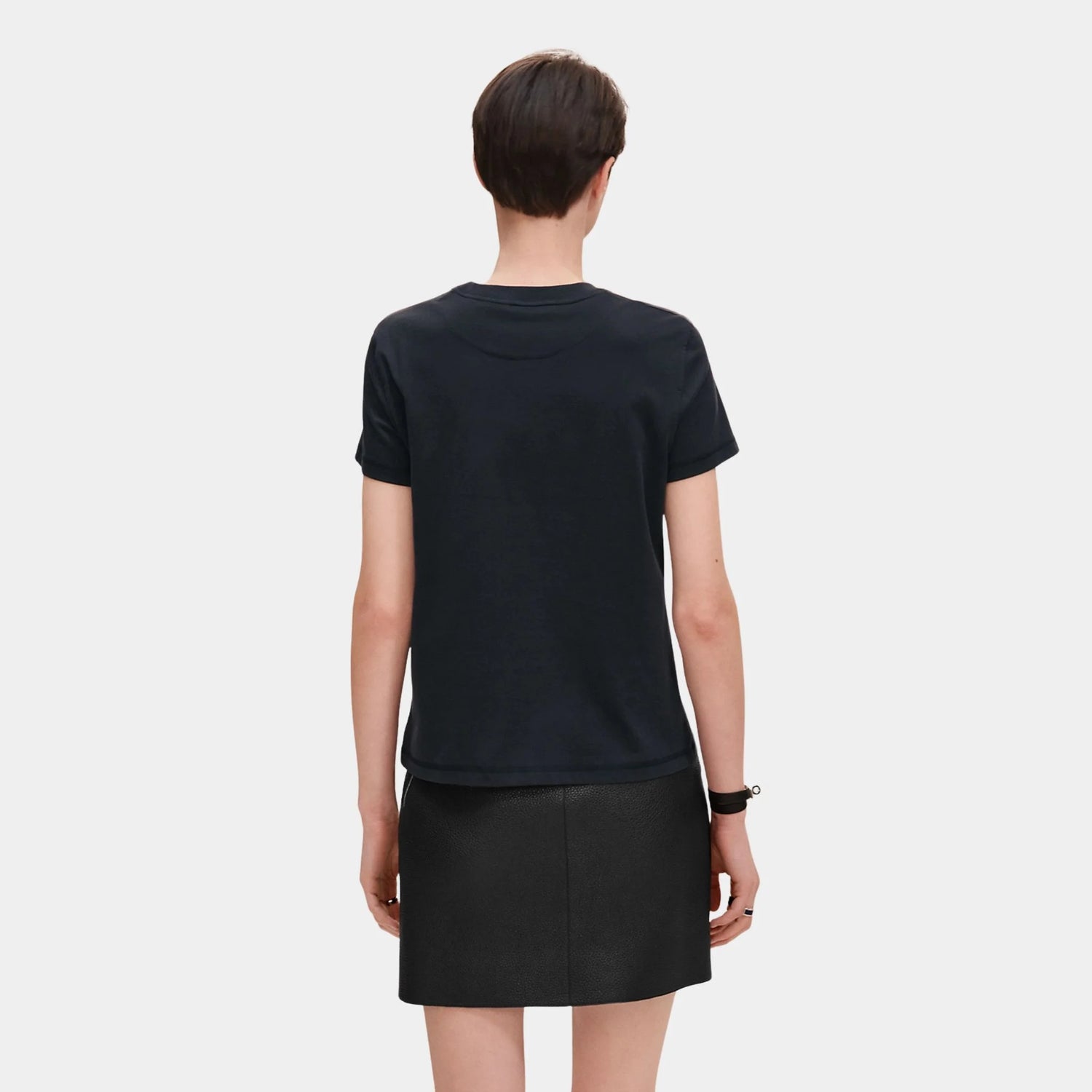 Hermes Straight T-shirt with Embroidered Pocket, Bleu Noir, Back