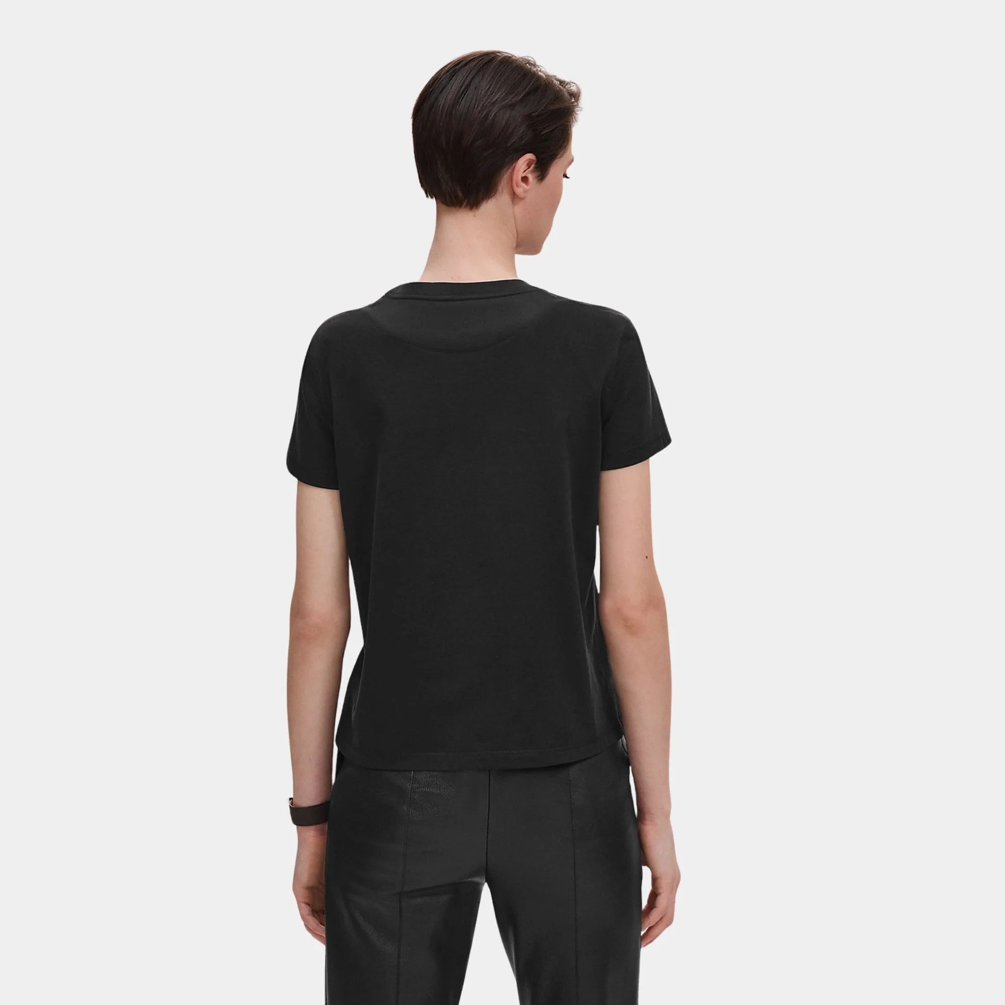 Hermes Straight T-shirt with Embroidered Pocket, Noir, Back