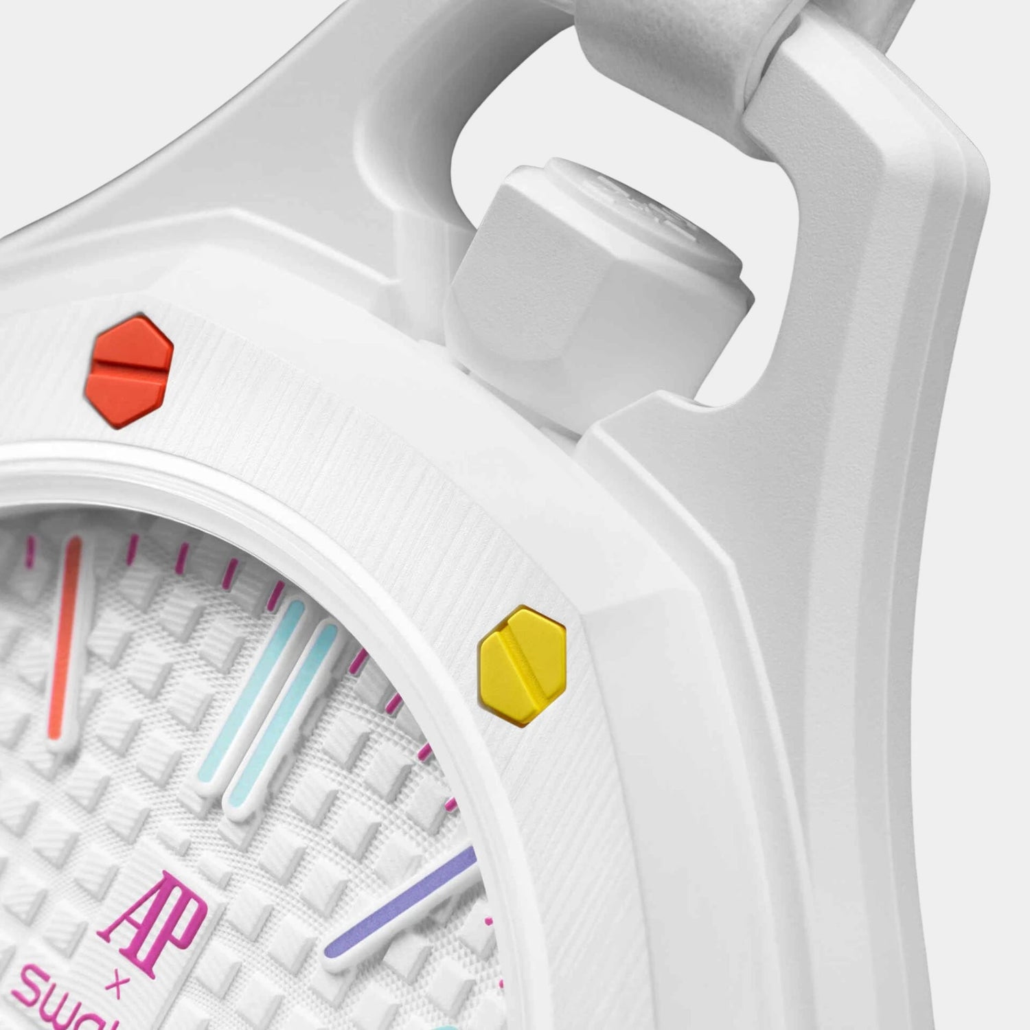 Swatch Royal Pop huit blanc, closeup