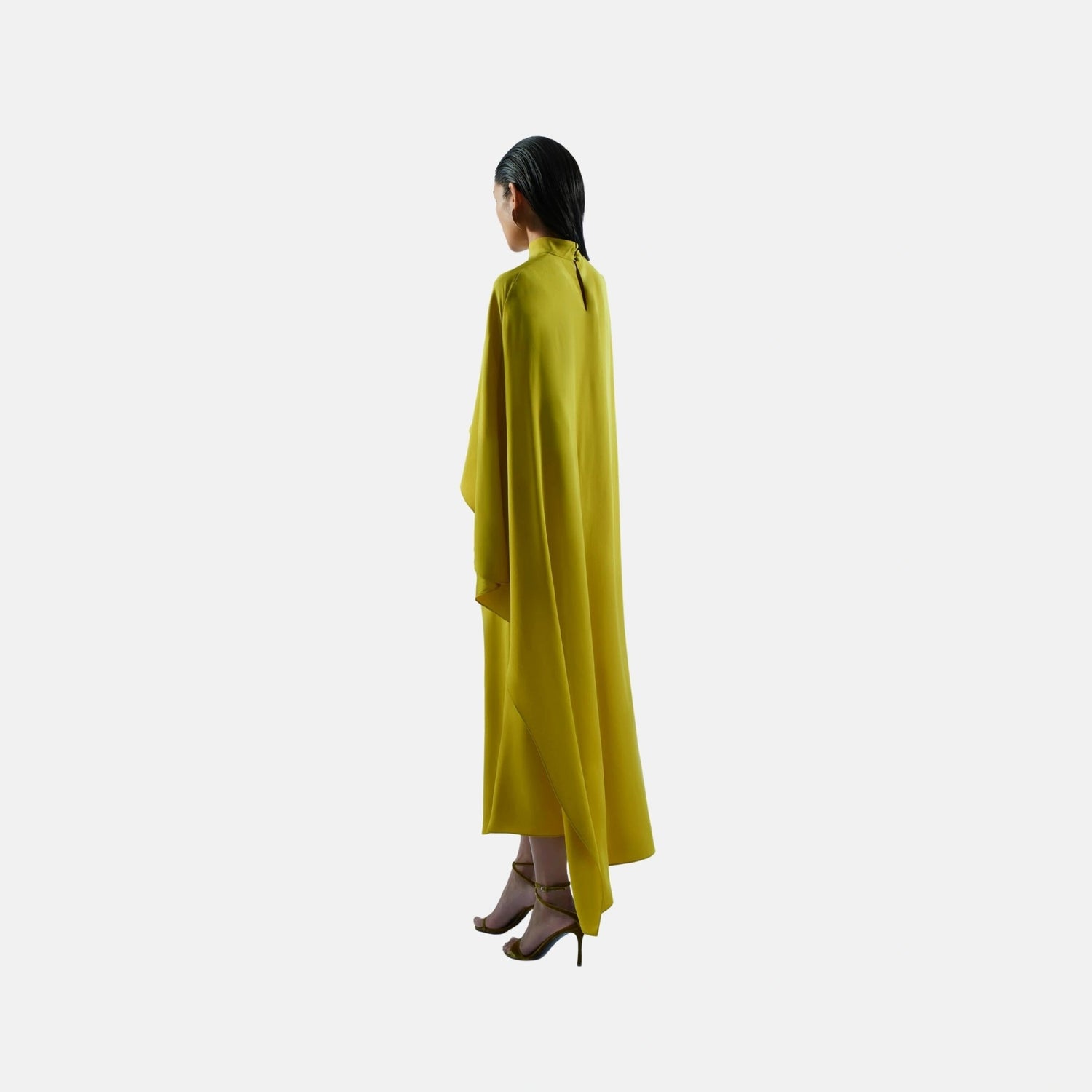 Taller Marmo Carrington Midi Dress in Chartreuse, Back
