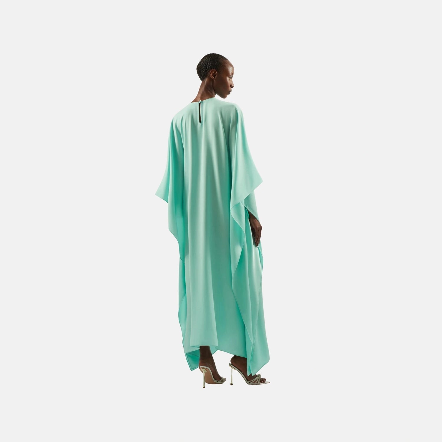 Taller Marmo Carthage Crepe Cady Kaftan, Acqua, Back