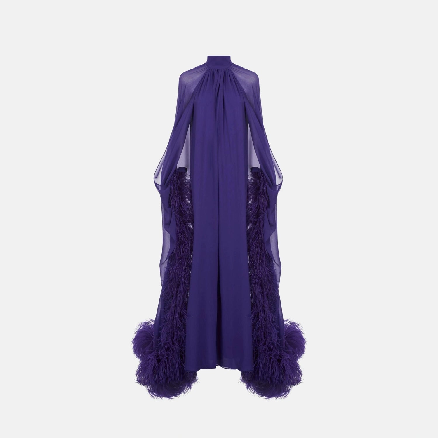 Taller Marmo Feathered Eterea Gown in Violet, Front