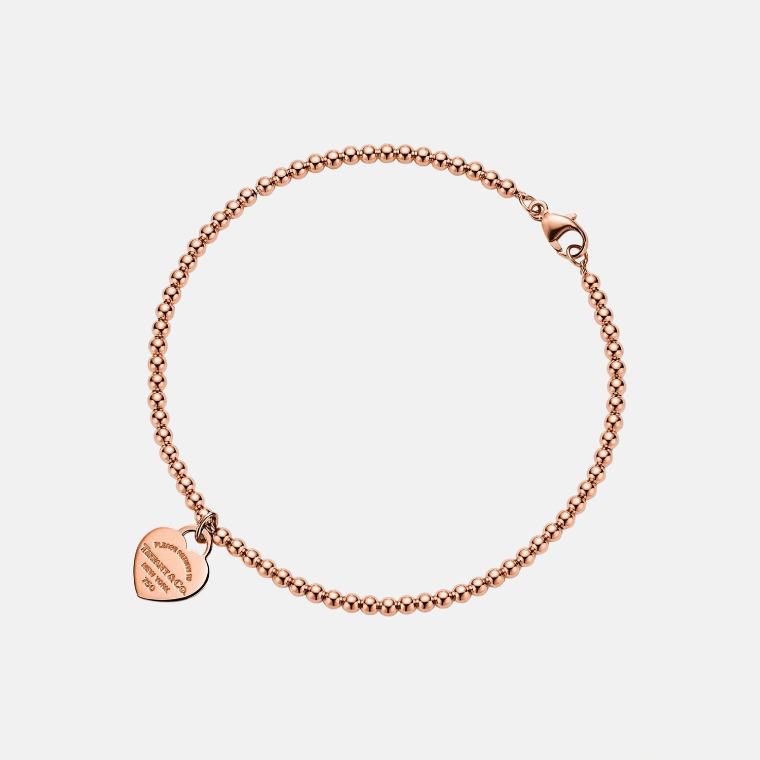 Tiffany and Co Return to Tiffany Mini Heart Pearl Bracelet Rose Gold, Front