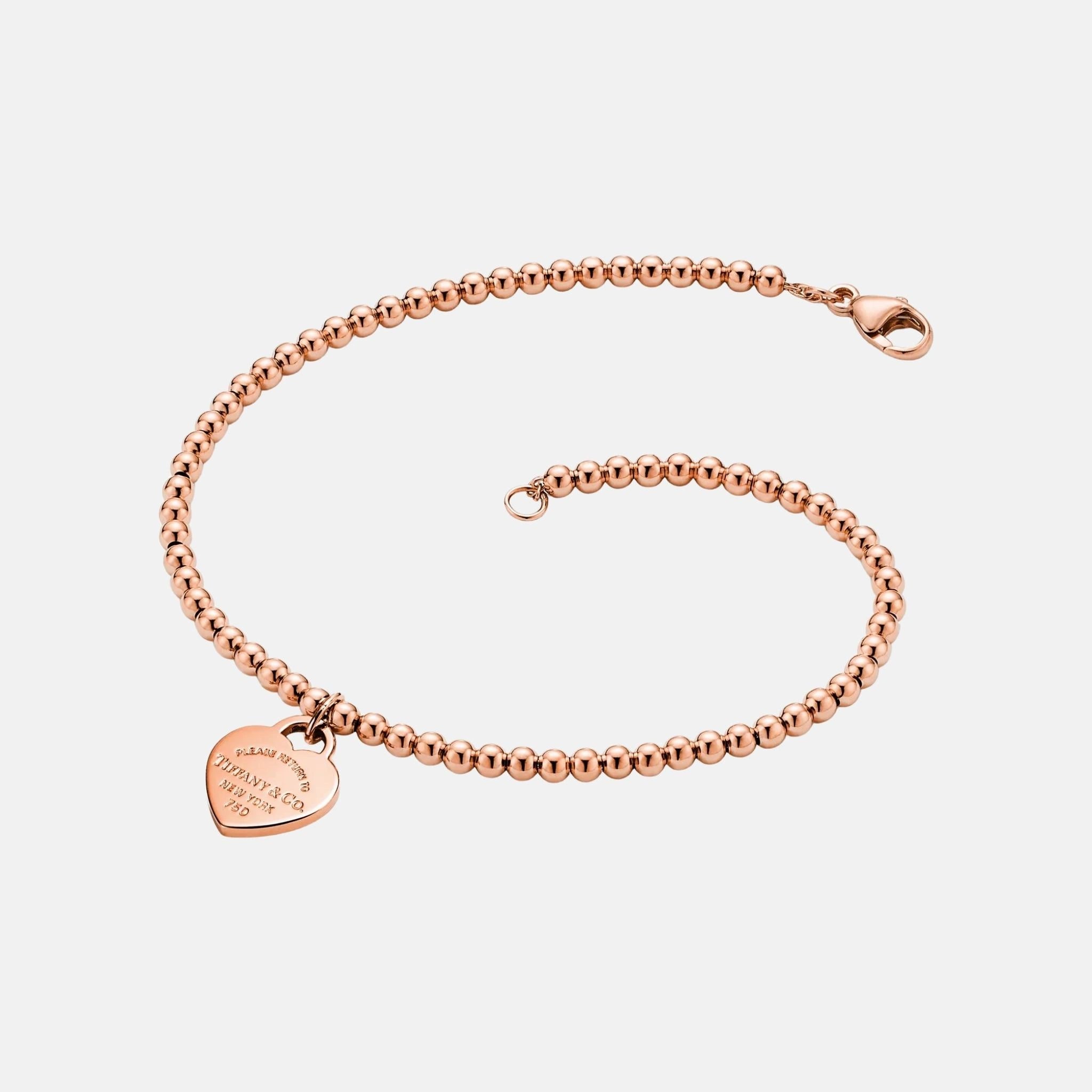 Tiffany and Co Return to Tiffany Mini Heart Pearl Bracelet Rose Gold, Open