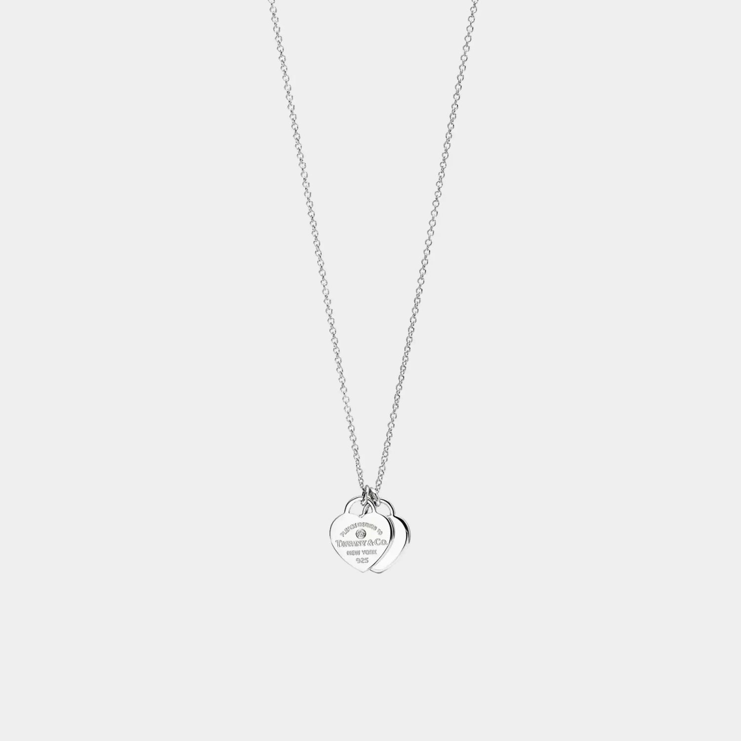 Tiffany &amp; Co Heart-Shaped Pendant In 925 Sterling Silver and Diamond, silver, Front 