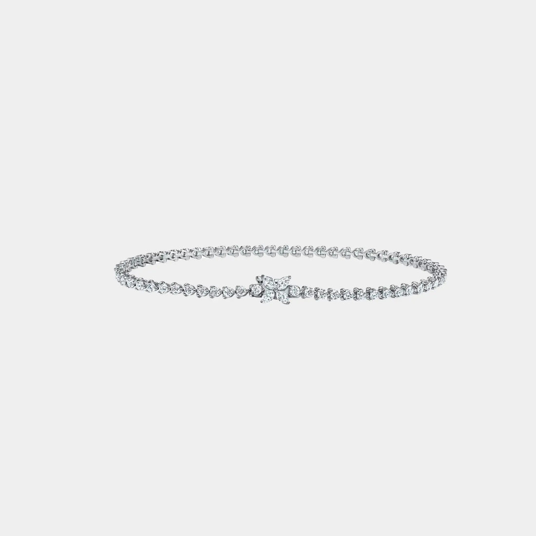 Tiffany & Co Cluster Tennis Bracelet in Platinum with Diamonds