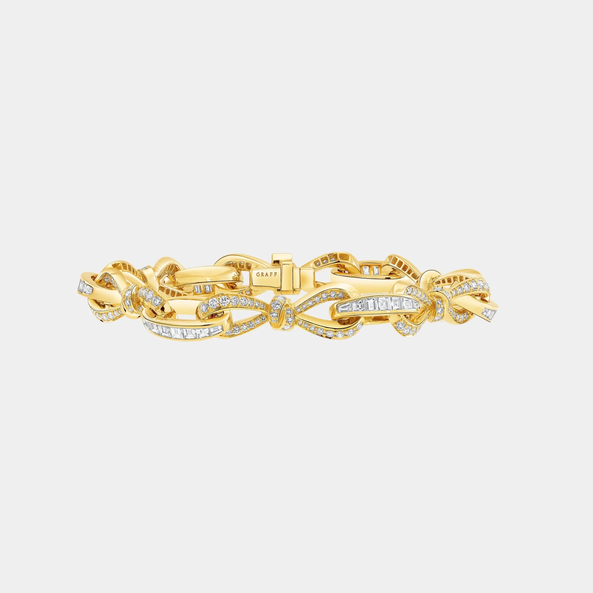 Graff Tildas Bow Diamond Link Bracelet Yellow Gold, Front