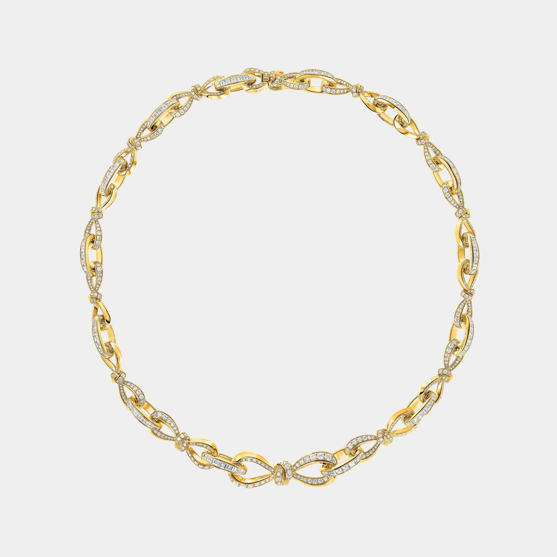 Graff Tildas Bow Diamond Link Necklace Yellow Gold, Front