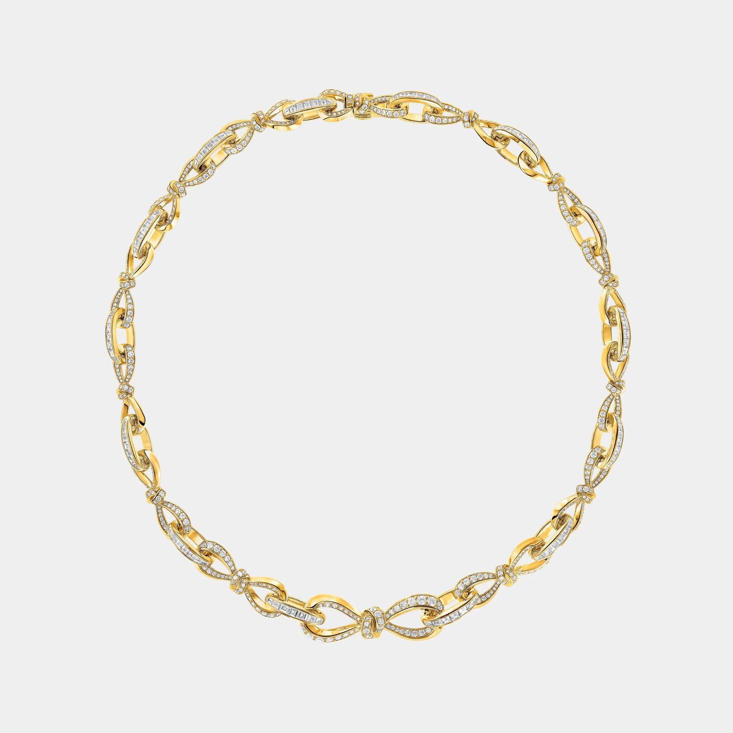 Graff Tildas Bow Diamond Link Necklace Yellow Gold, Front