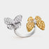  Two Butterfly Between the Finger Ring White Gold Diamond Sapphire, Front