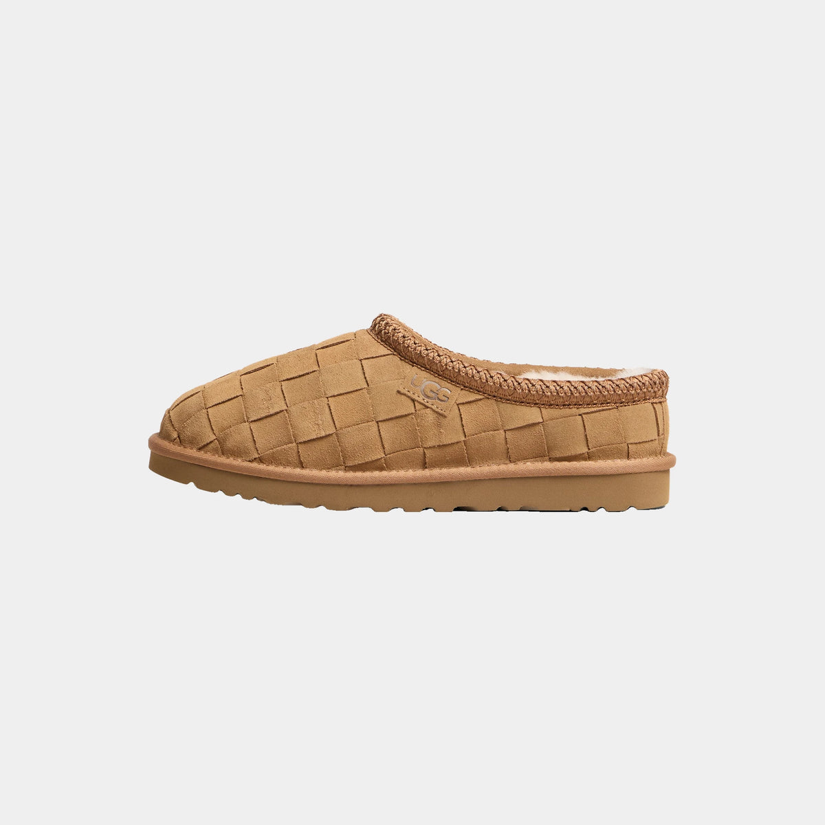 Tasman Woven Slippers in Suede — Chestnut