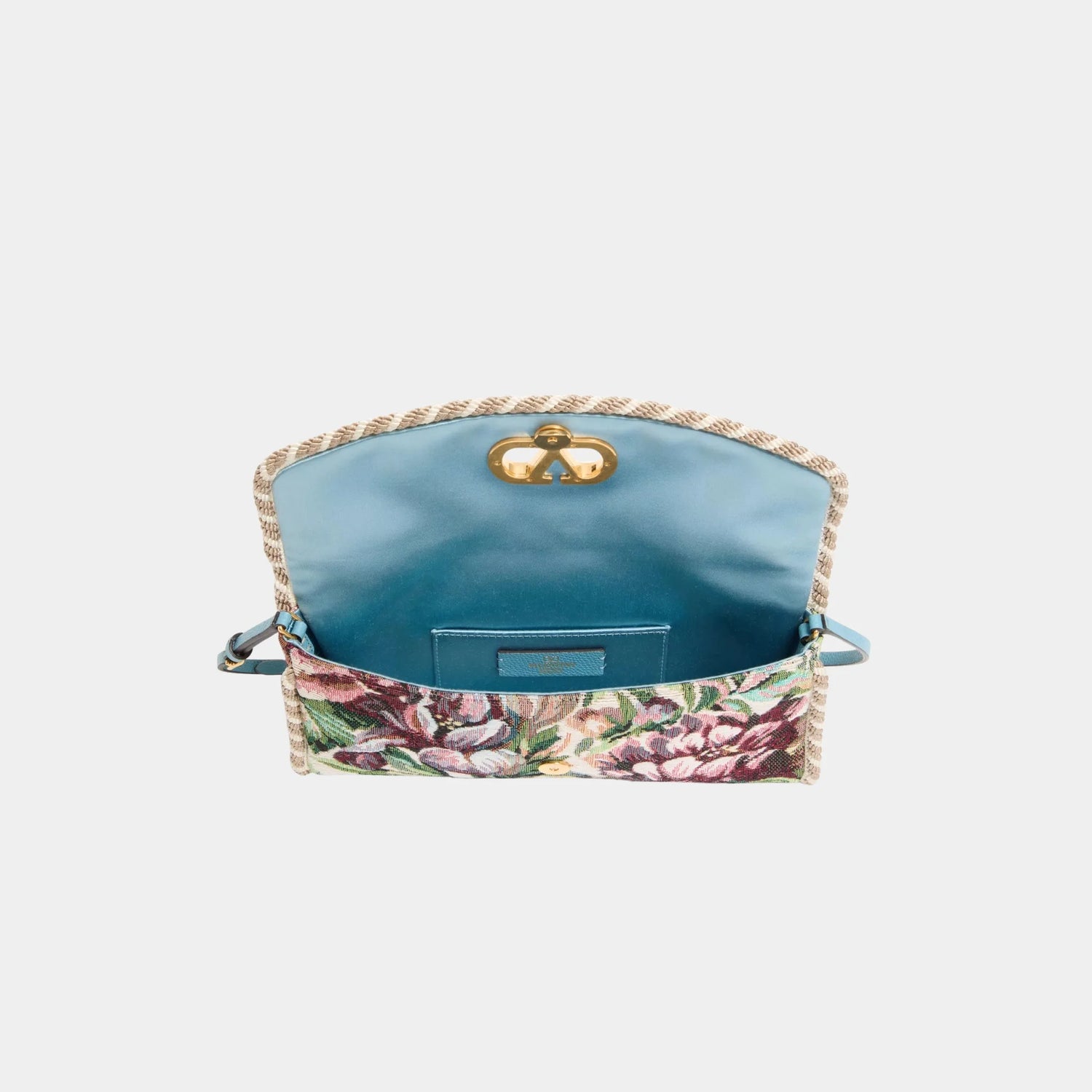 Valentino Garavani DeVain Small Shoulder Bag Voyage Imaginaire Jacquard, Inside