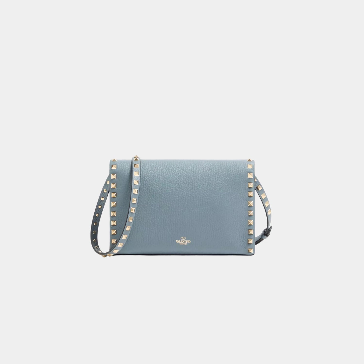 Valentino Garavani Small Rockstud Grainy Calfskin Crossbody Bag, Stone, Back