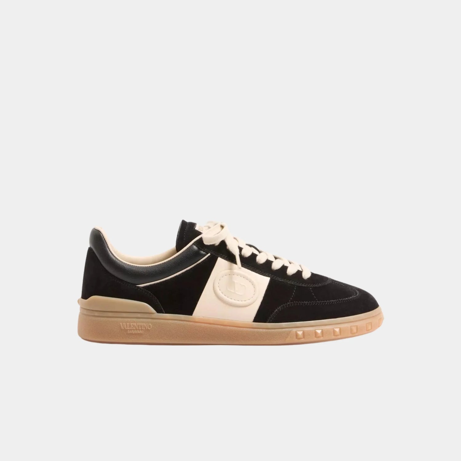 Valentino Upvillage Trainer in Split Leather &amp; Nappa Calfskin, Black, Glace, Side