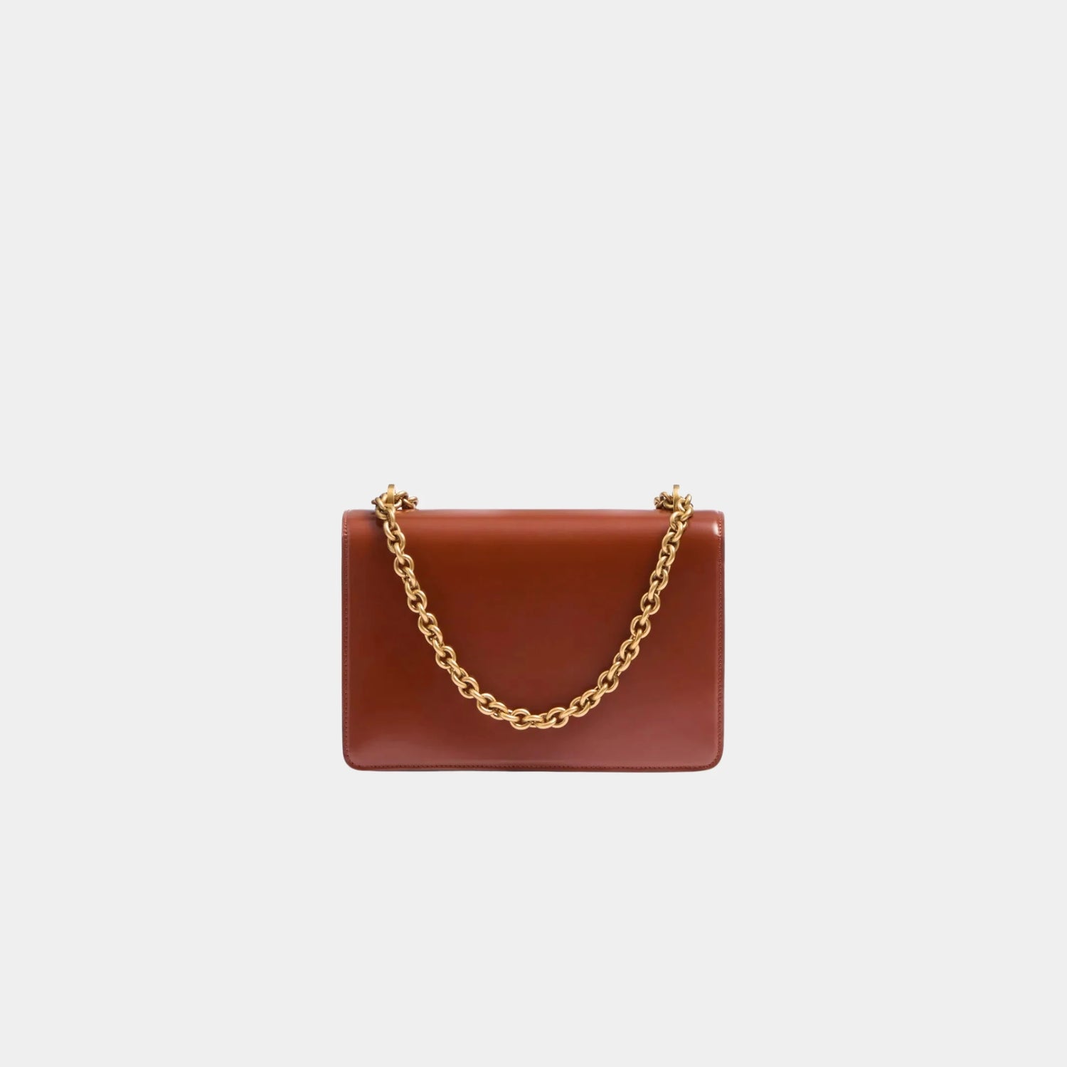 Valentino Vain Shoulder Bag in Shiny Calfskin, Dark Brandy, Back