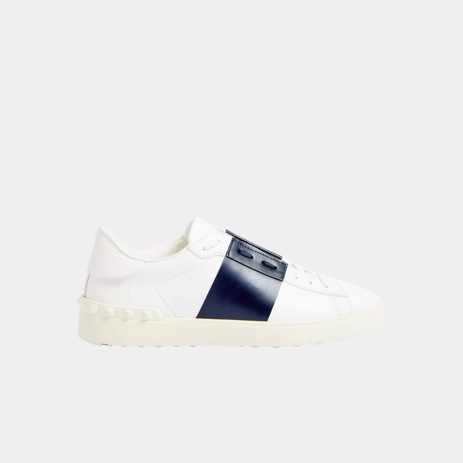 Valentino Open Sneaker in Calfskin, Blue, Side