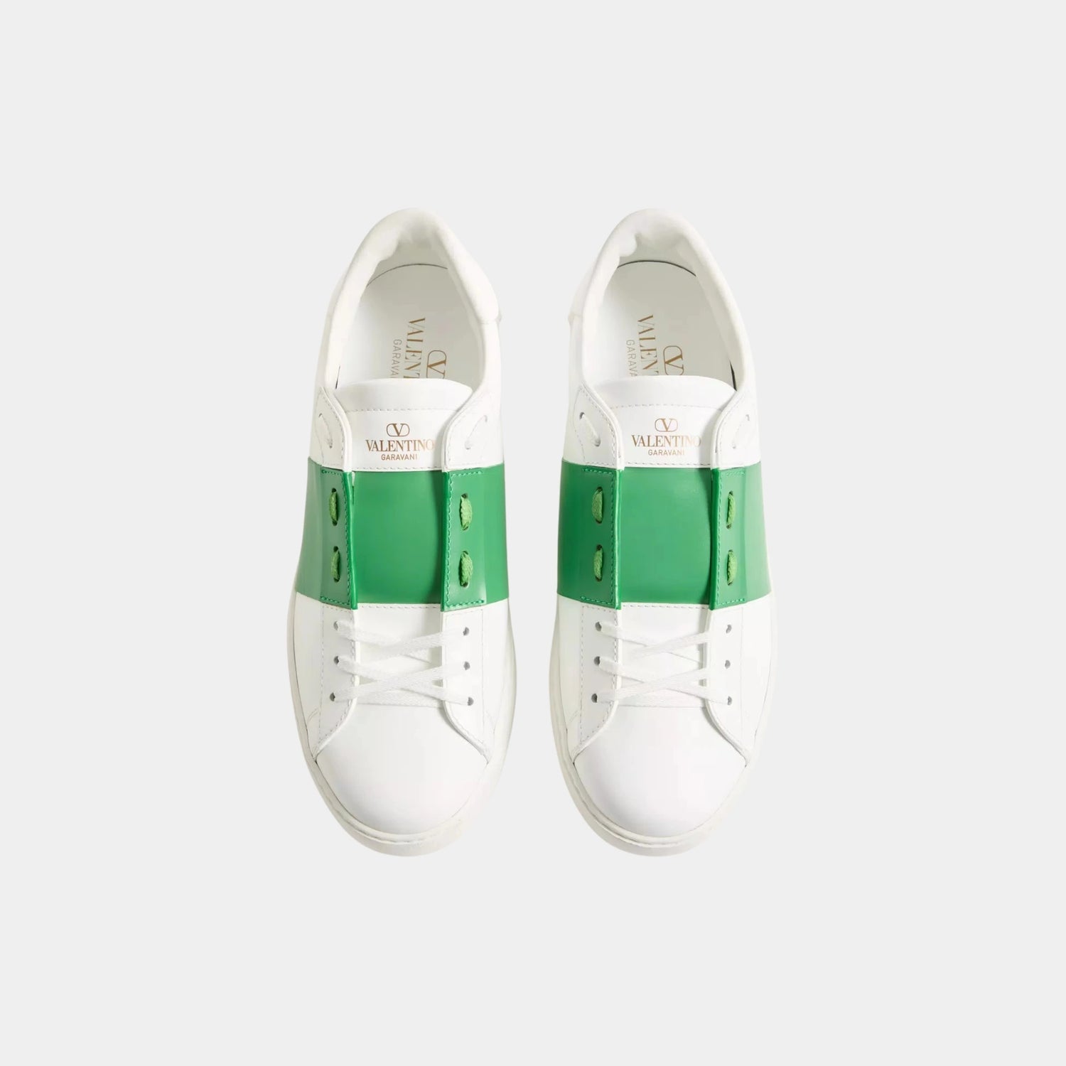 Valentino Open Sneaker in Calfskin, Green, Top