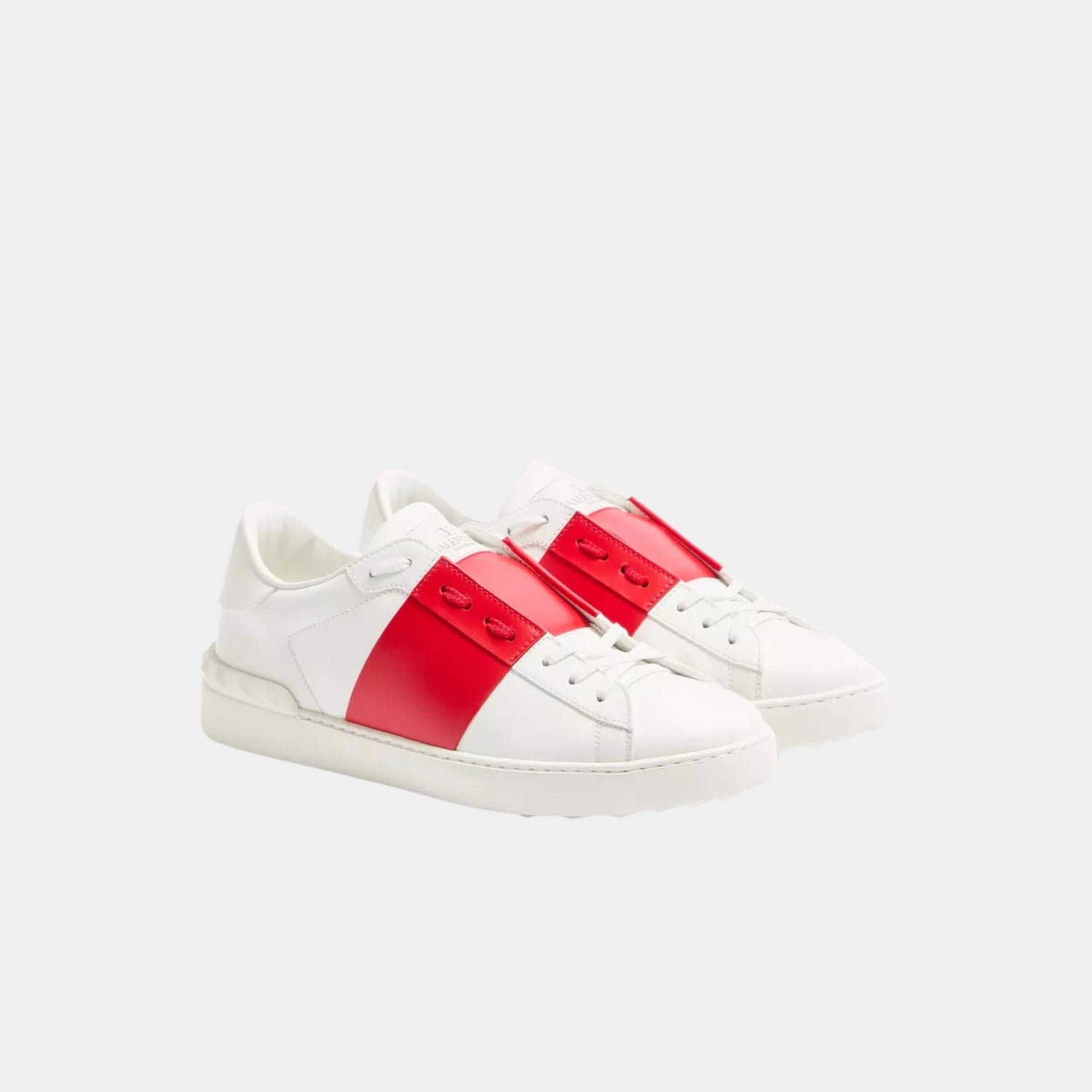 Valentino Open Sneaker in Calfskin, Red, Front