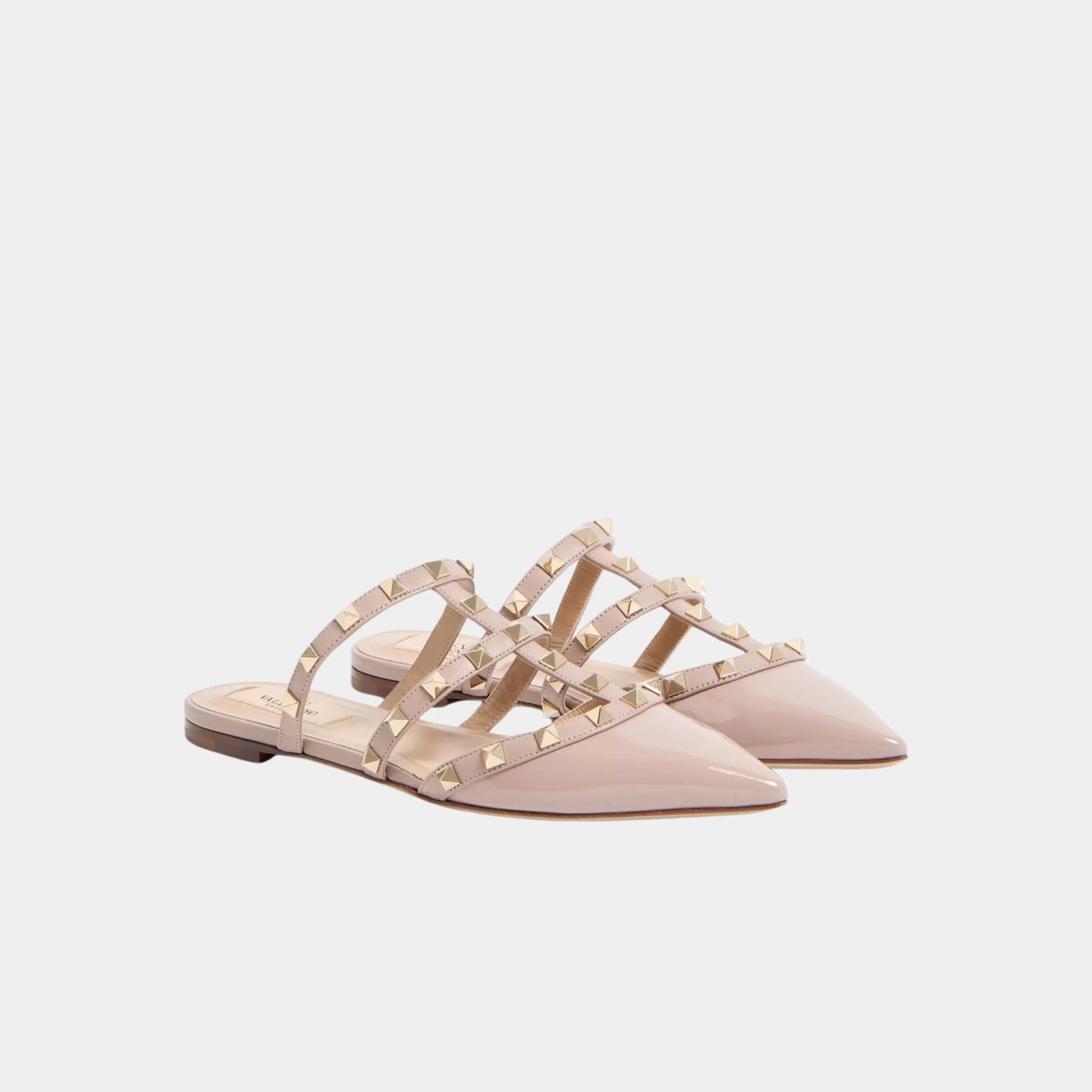 Valentino Rockstud Patent Leather Mule, Poudre, Front