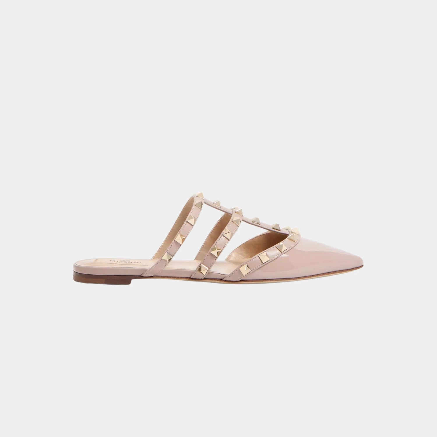 Valentino Rockstud Patent Leather Mule, Poudre, Side