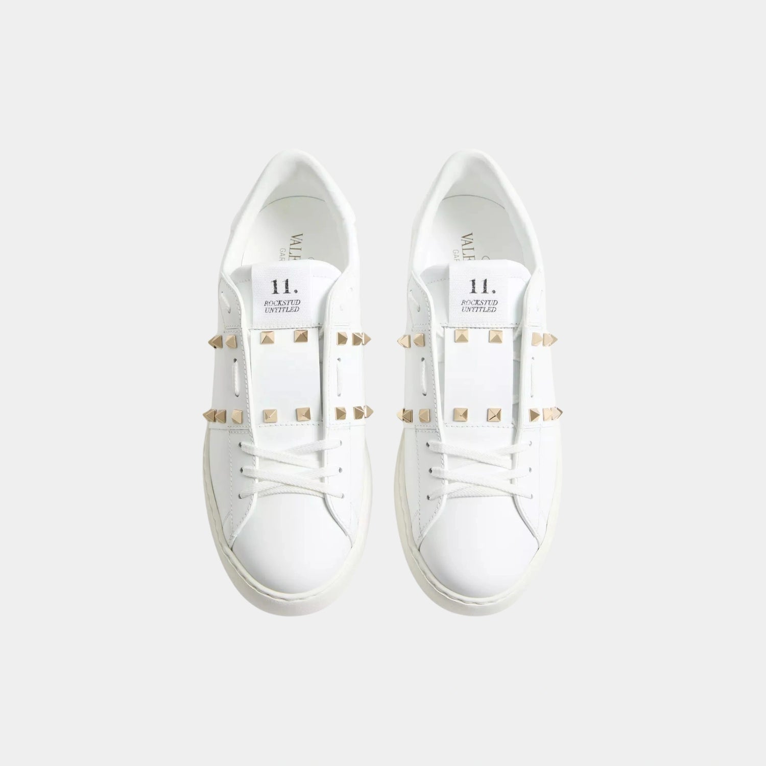 Valentino Calfskin Rockstud Untitled Sneaker, White, Top