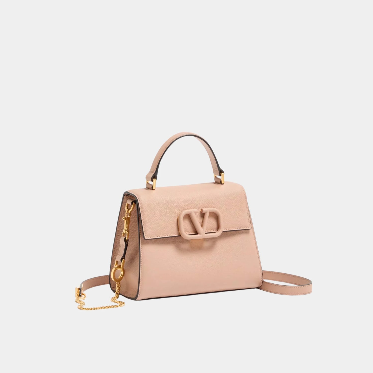 Valentino Small Vsling Grainy Calfskin Handbag, Rose Cannelle, Side