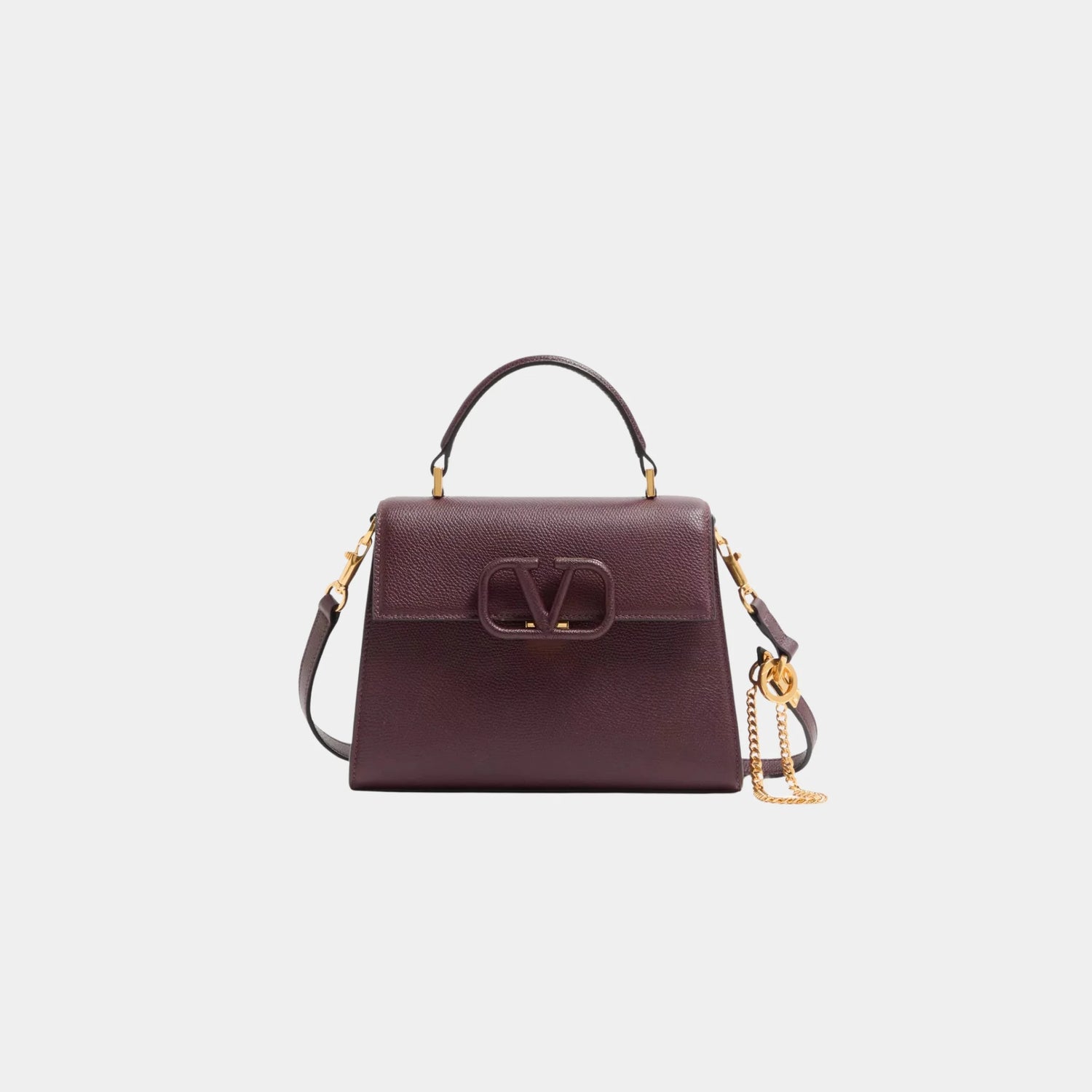 Valentino Small Vsling Grainy Calfskin Handbag, Rubin, Front