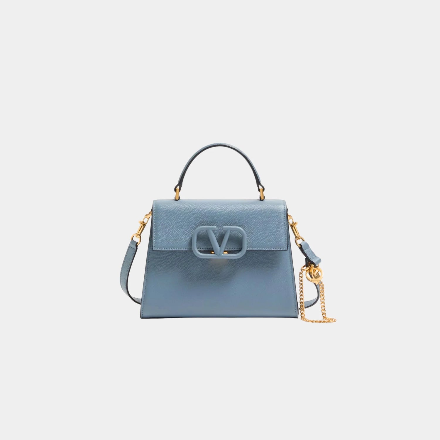 Valentino Small Vsling Grainy Calfskin Handbag, Stone, Front