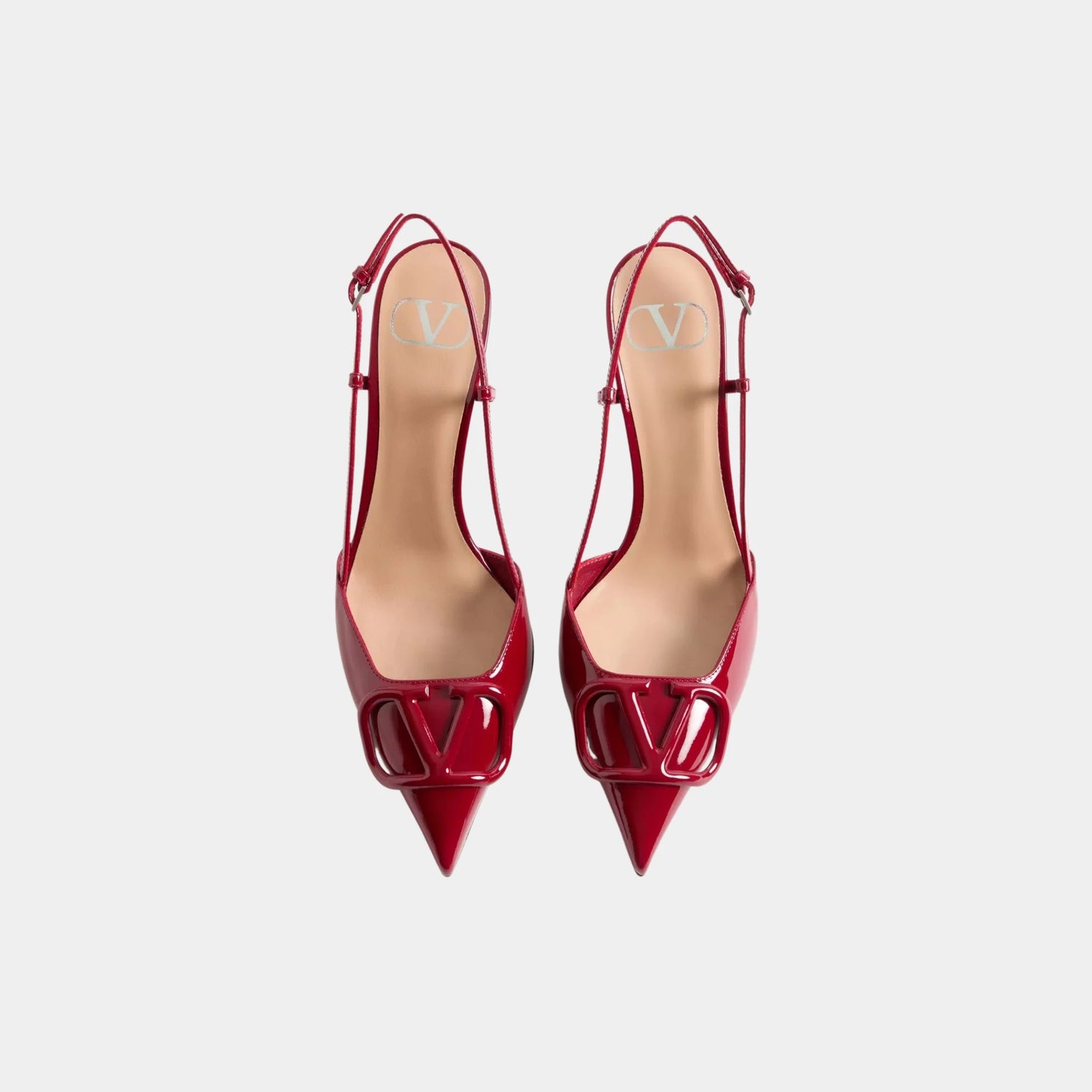 Valentino Vlogo Signature Patent Leather Slingback Pump, Dark Red, Top