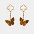 Van Cleef & Arpels Lucky Alhambra Earrings Gold And Pearl Tiger Eye, Front