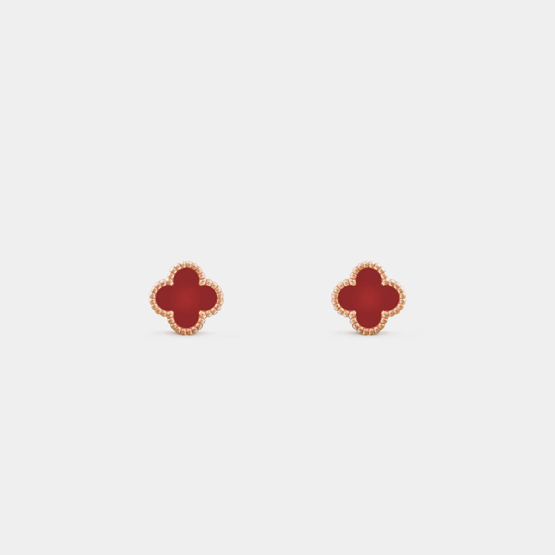 Van Cleef &amp; Arpels Sweet Alhambra Earstuds Rose Gold Carnelian, Front