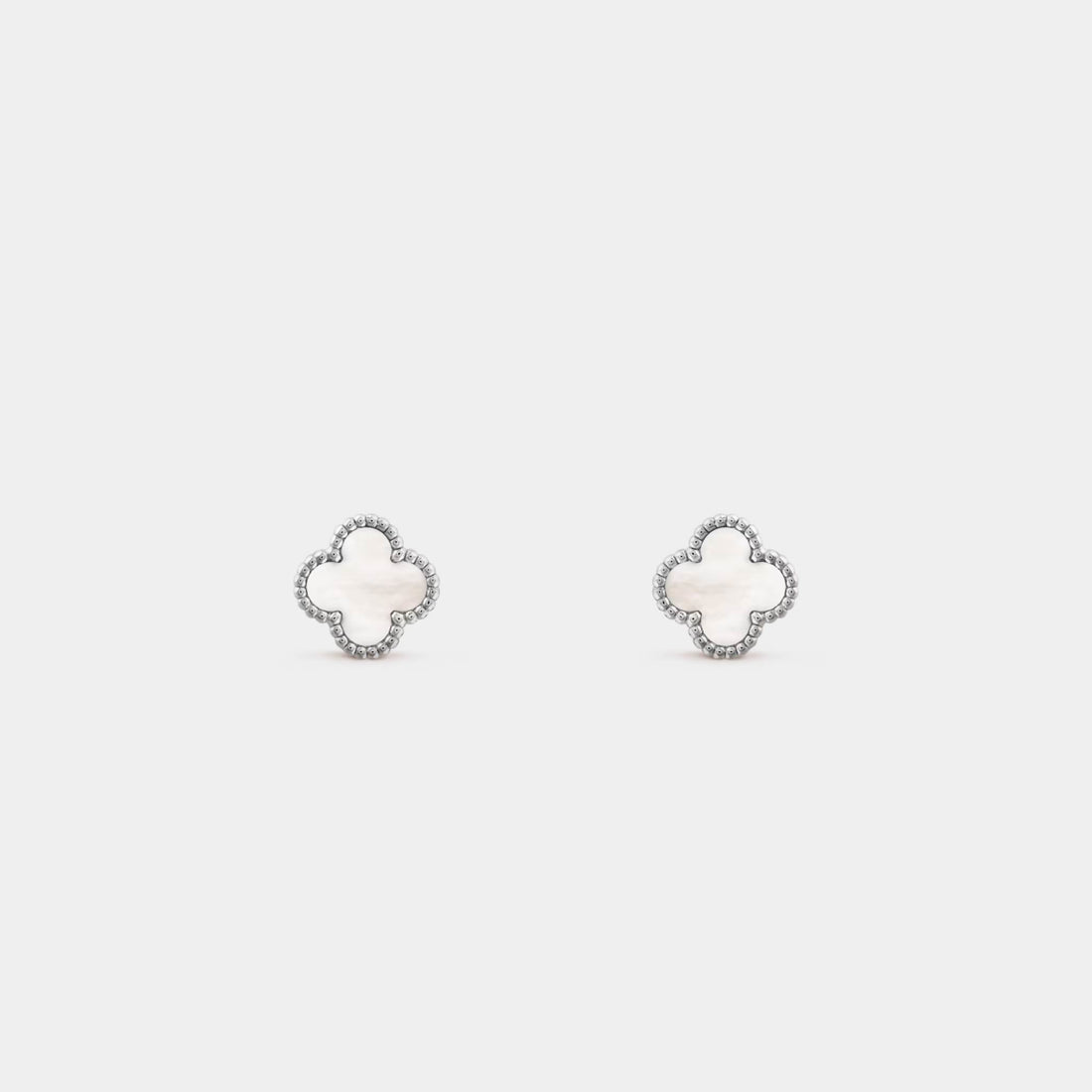 Van Cleef &amp; Arpels Sweet Alhambra Earstuds White Gold Mother Of Pearl, Front