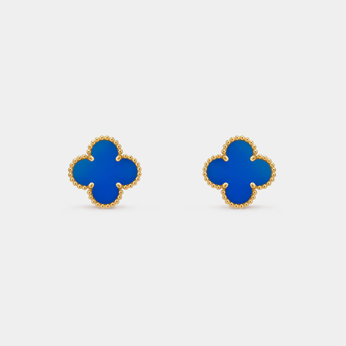 Van Cleef & Arpels Vintage Alhambra Earrings Gold Agate, front