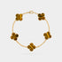 Van Cleef & Arpels Alhambra Vintage Gold Motifs Bracelet Tiger Eye, Linked View
