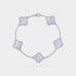 Van Cleef & Arpels Alhambra White Gold Motifs Bracelet Chalcedony, Front View, Linked
