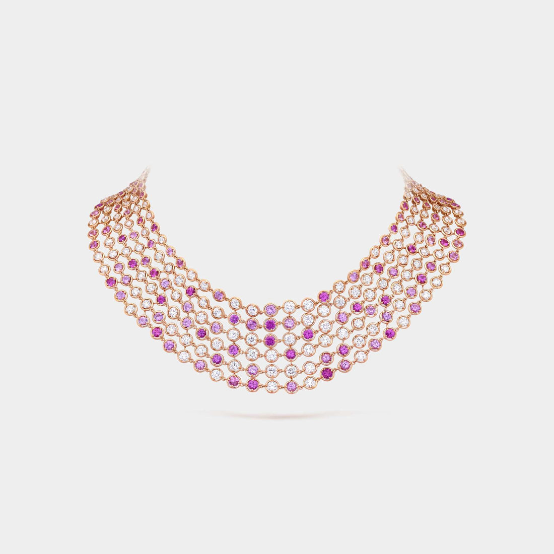 Van Cleef &amp; Arpels Brume De Saphir Necklace Rose Gold Diamond Sapphire, Front