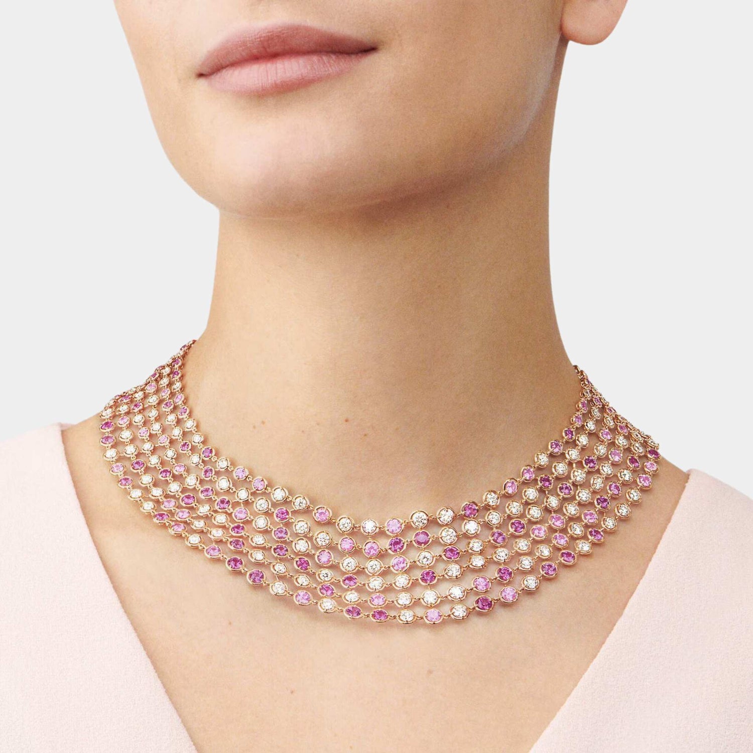 Van Cleef &amp; Arpels Brume De Saphir Necklace Rose Gold Diamond Sapphire, Model