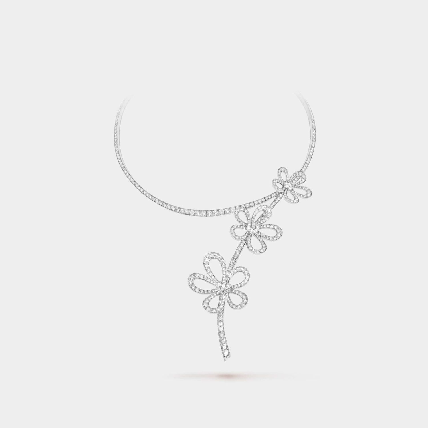 Van Cleef &amp; Arpels Flowerlace Necklace White Gold Diamond, Front