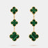 Van Cleef & Arpels Magic Alhambra Earrings 3 Motifs Gold Malachite, Front