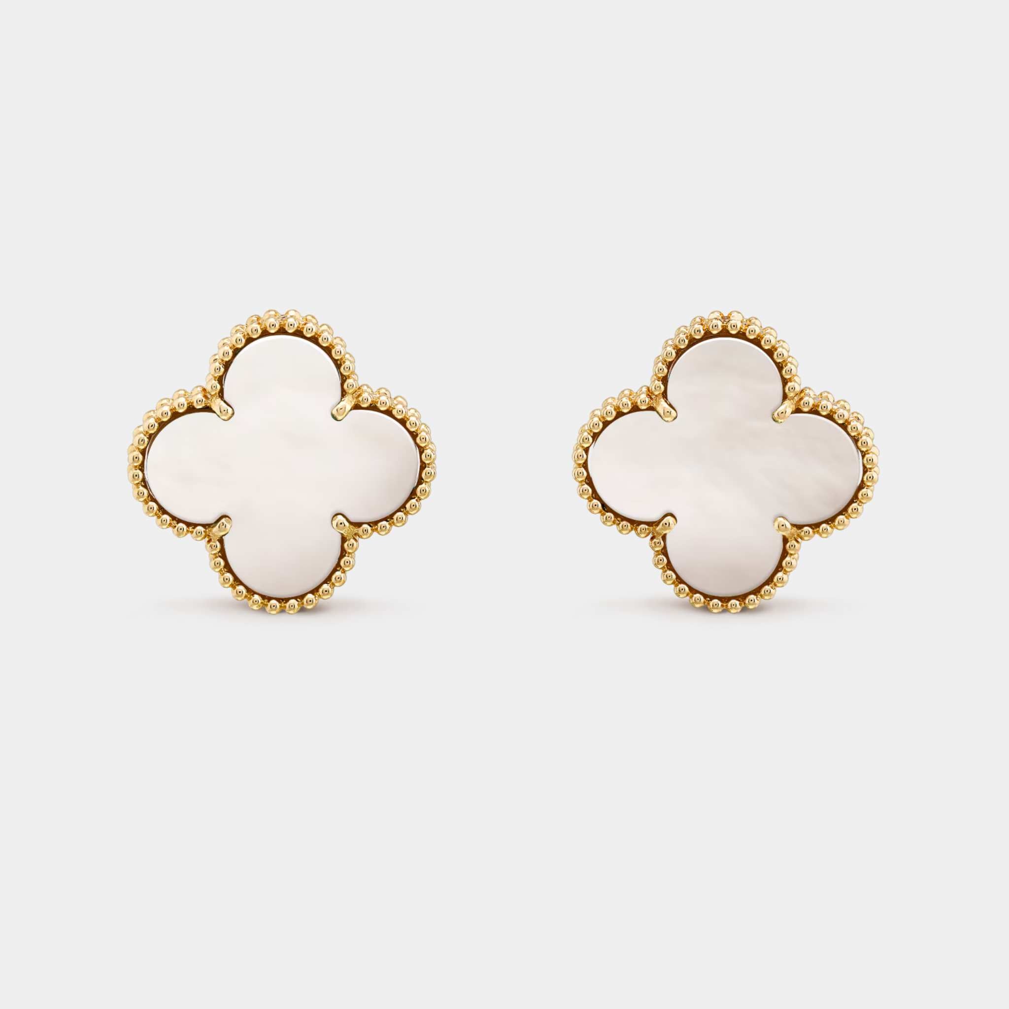 Van Cleef &amp; Arpels Magic Alhambra Earrings Yellow Gold Mother Of Pearl, Front