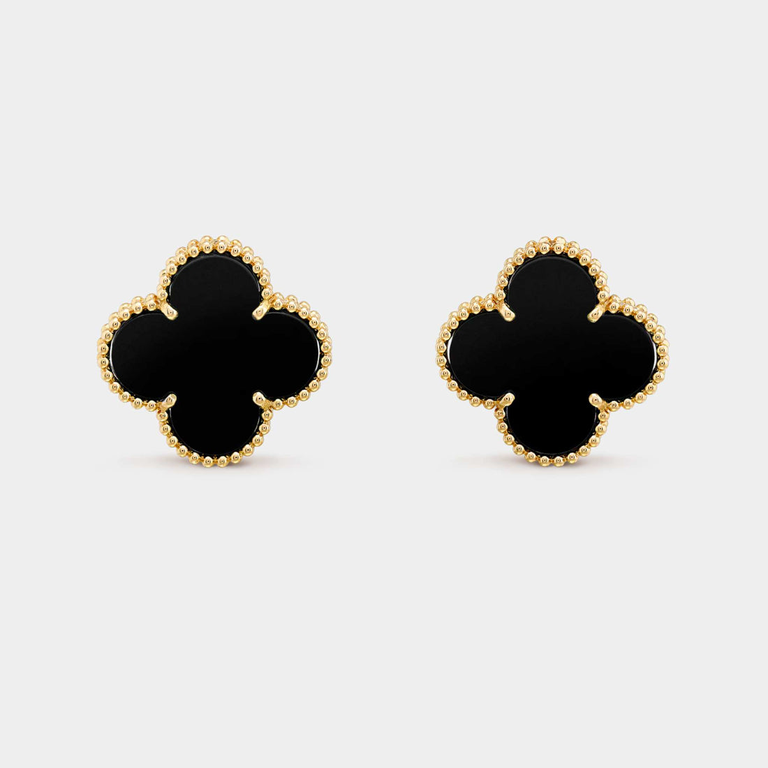 Van Cleef &amp; Arpels Magic Alhambra Earrings Yellow Gold Onyx, Front