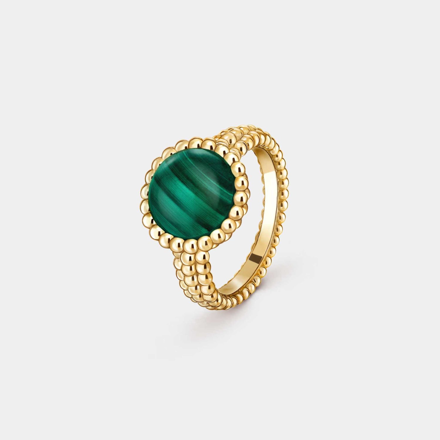 Van Cleef &amp; Arpels Perlée Couleurs Ring Yellow Gold Malachite, Front