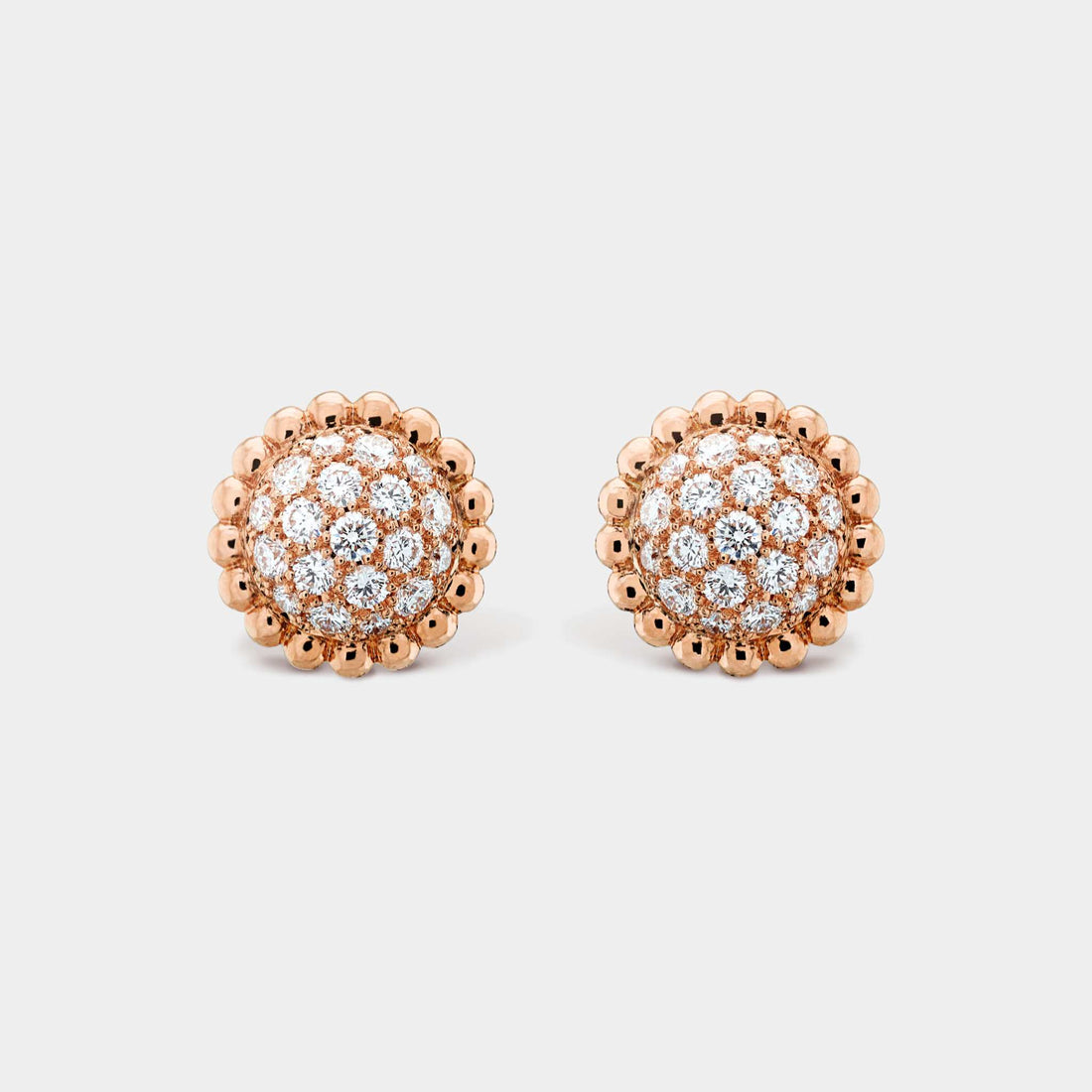 Van Cleef &amp; Arpels Perlée Diamonds Earrings Rose Gold Diamond, Front