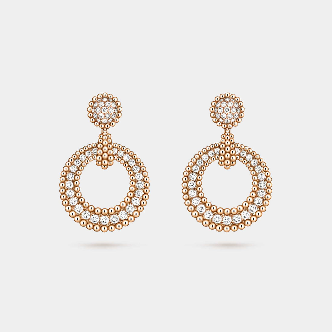 Van Cleef &amp; Arpels Perlée Diamonds Earrings Rose Gold Diamond, Front