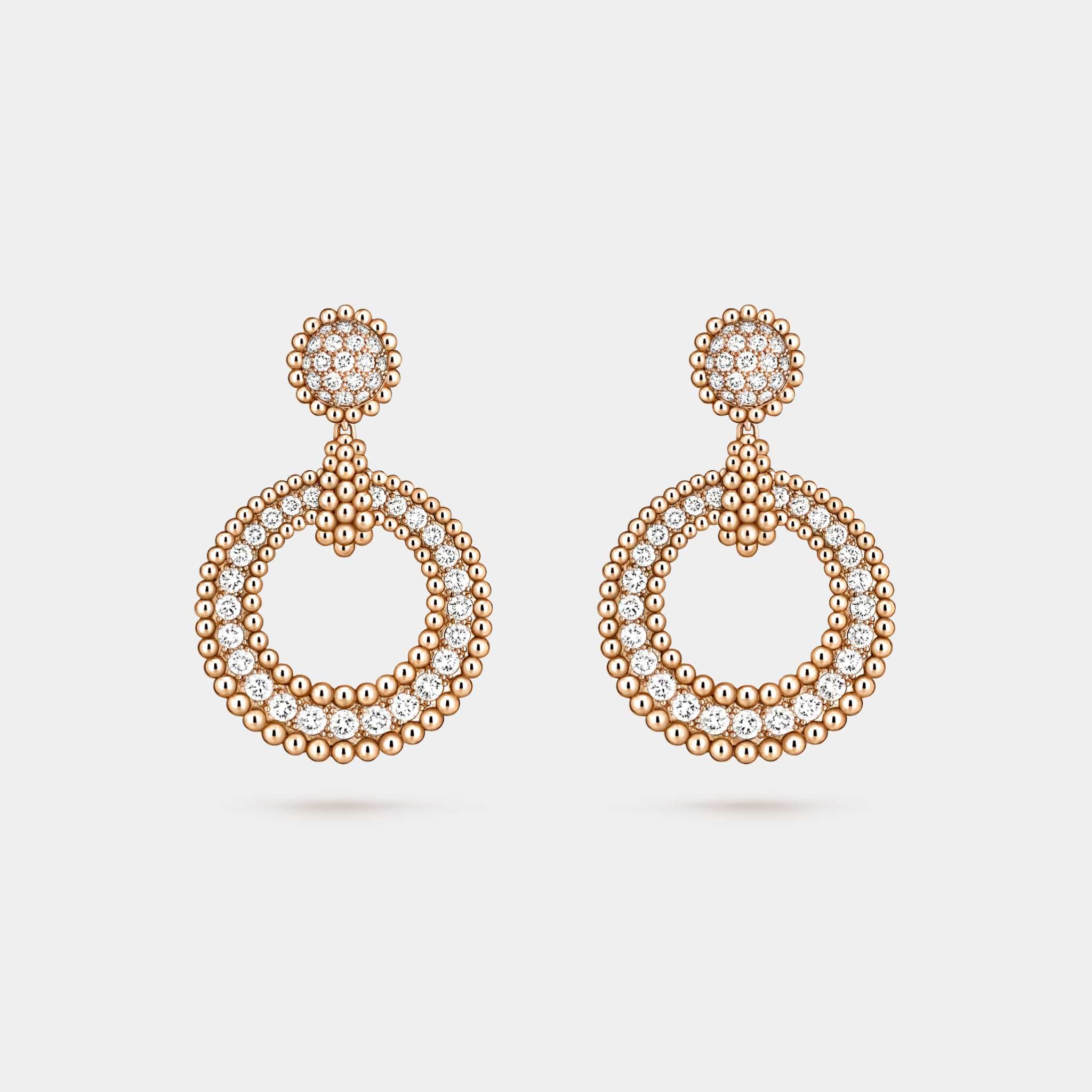 Van Cleef &amp; Arpels Perlée Diamonds Earrings Rose Gold Diamond, Front