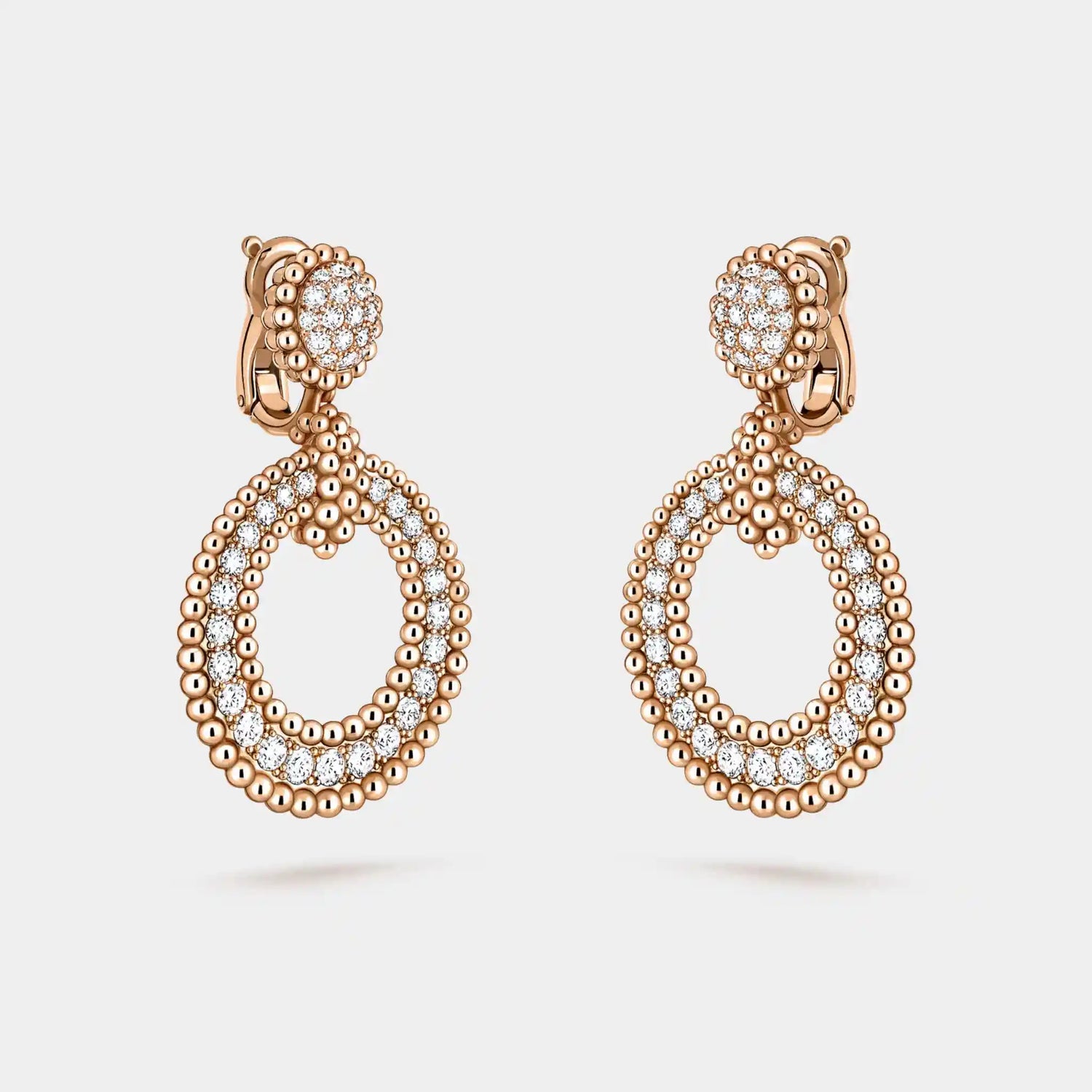 Van Cleef &amp; Arpels Perlée Diamonds Earrings Rose Gold Diamond, Side