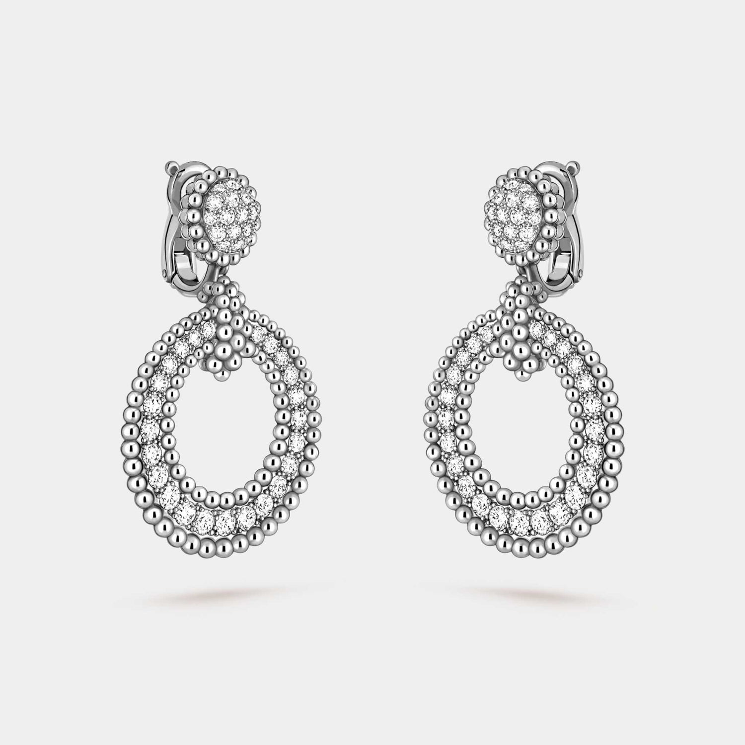 Van Cleef &amp; Arpels Perlée Diamonds Earrings White Gold Diamond, Side