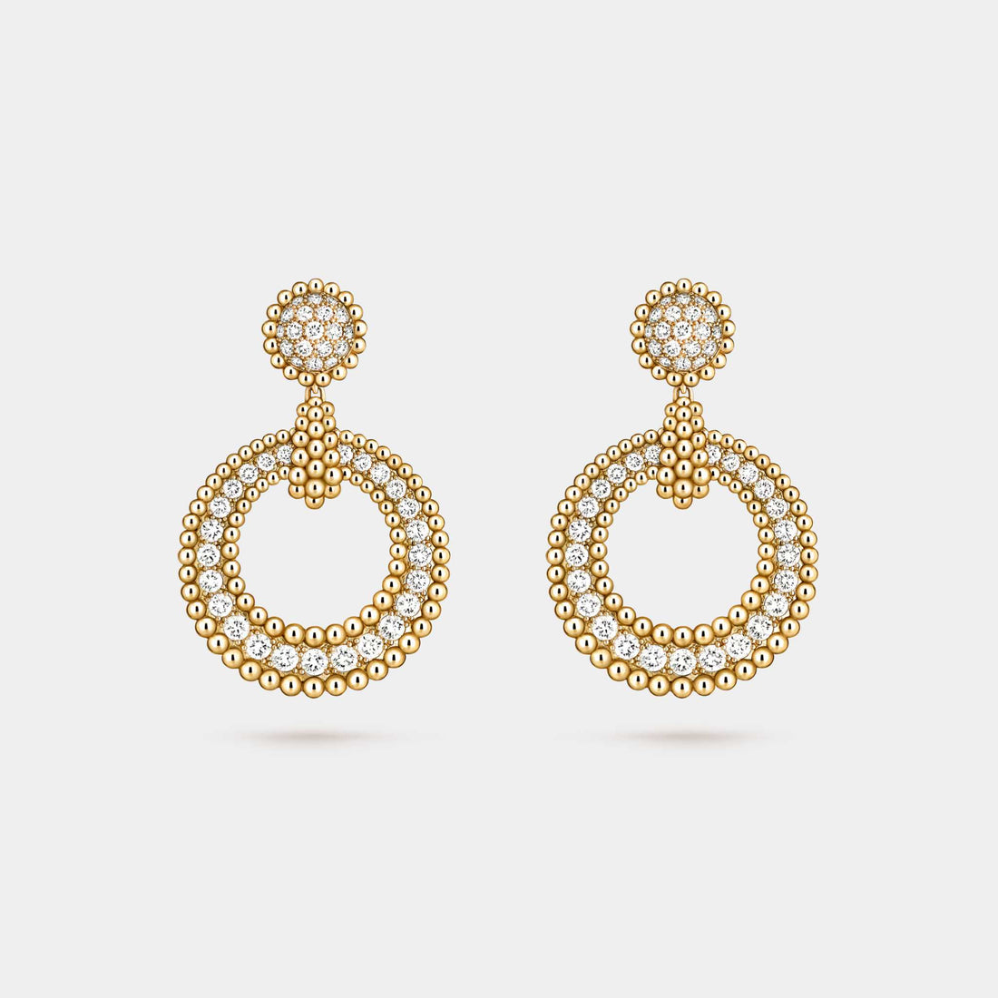 Van Cleef & Arpels Perlée Diamonds Earrings Yellow Gold Diamond, Front