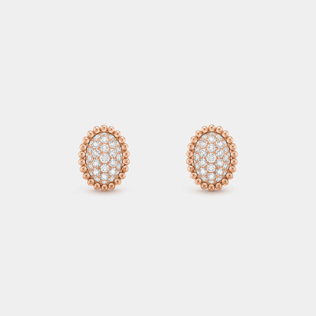 Van Cleef &amp; Arpels Perlée Diamonds Pavé Earrings Rose Gold Diamond, Front