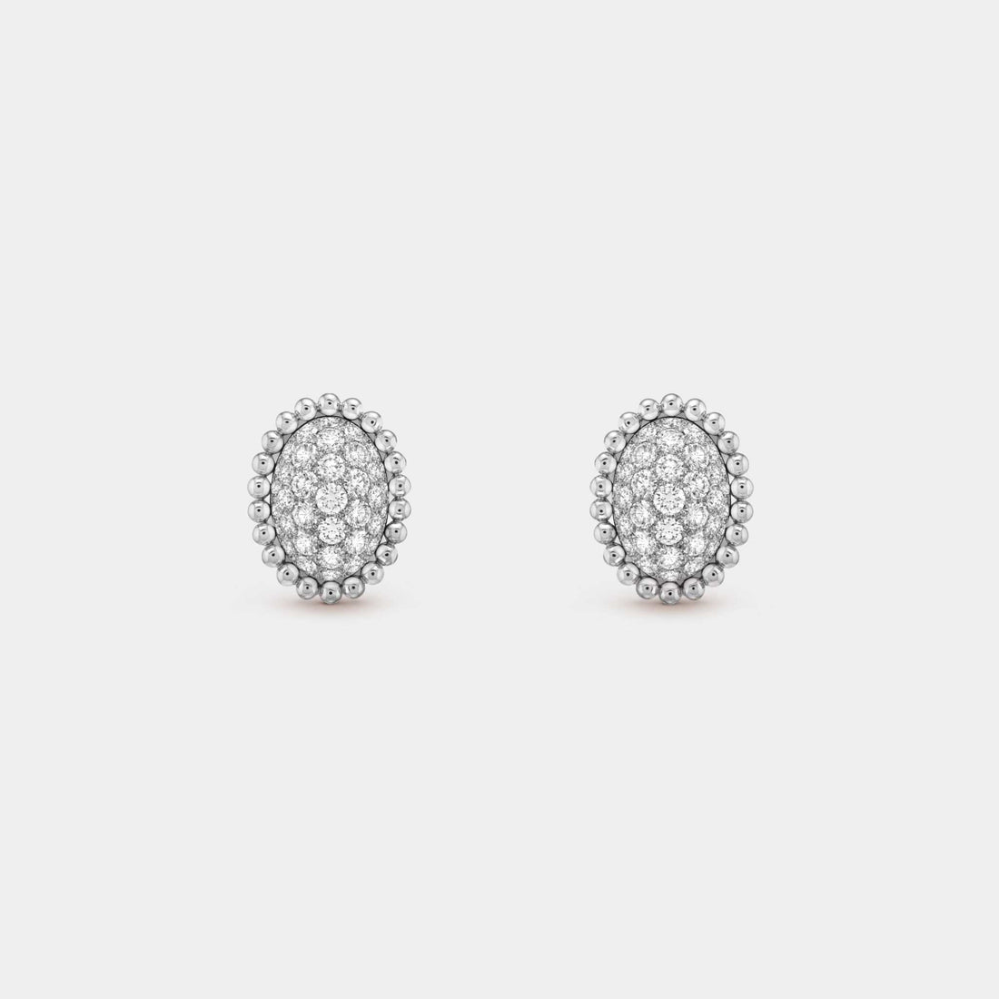 Van Cleef & Arpels Perlée Diamonds Pavé Earrings White Gold Diamond, Front